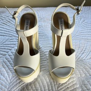 Steve Madden White Platform Sandals